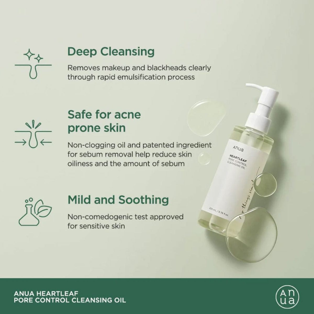 Anua Heartleaf Pore Control Cleansing Oil 200ml – Huile Nettoyante Apaisante
