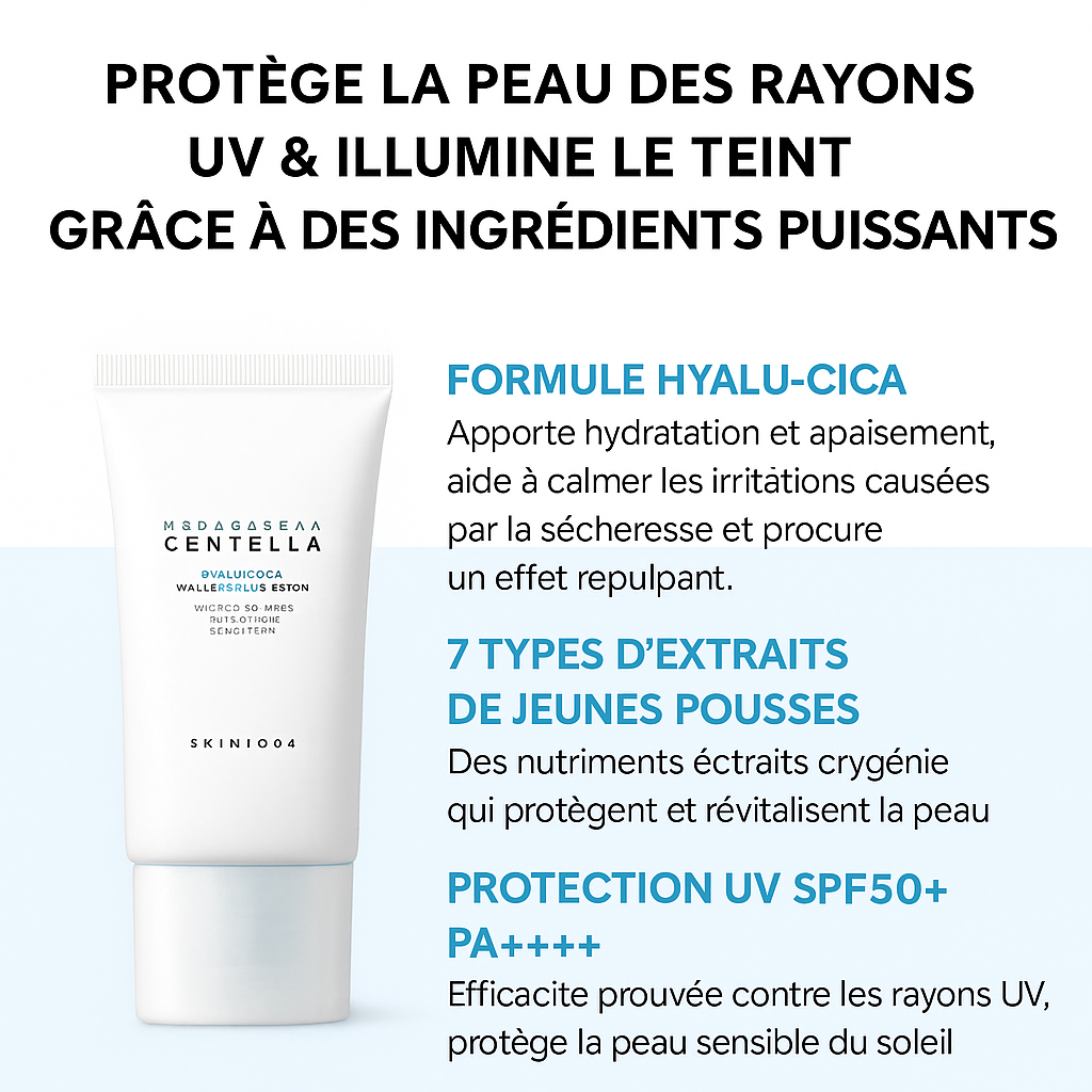 SKIN1004 – Sérum solaire Madagascar Centella Hyalu-Cica SPF 50+ PA++++ (50ml)
